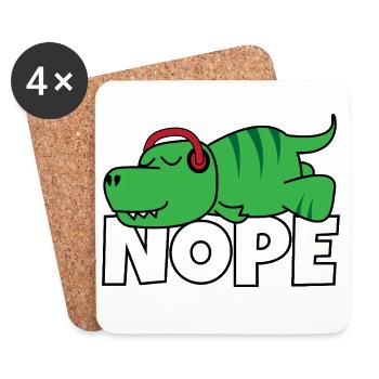 Lazy T-Rex Nope Not Today Lazy Dino Fan - Coasters (set of 4) - white - Front
