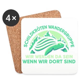 Schildkörten Wandergruppe Wander Bergsteiger - Untersetzer (4er-Set) - Weiß - Vorne