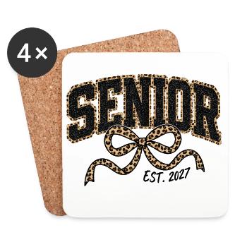 Senior Leopard Glitter Fliege - Untersetzer (4er-Set) - Weiß - Vorne
