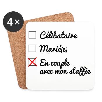 Statut matrimoniale - 047 - Dessous de verre (lot de 4) - blanc - Devant