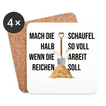 Schaufel im Sandhügel Arbeitsmotiv - Untersetzer (4er-Set) - Weiß - Vorne