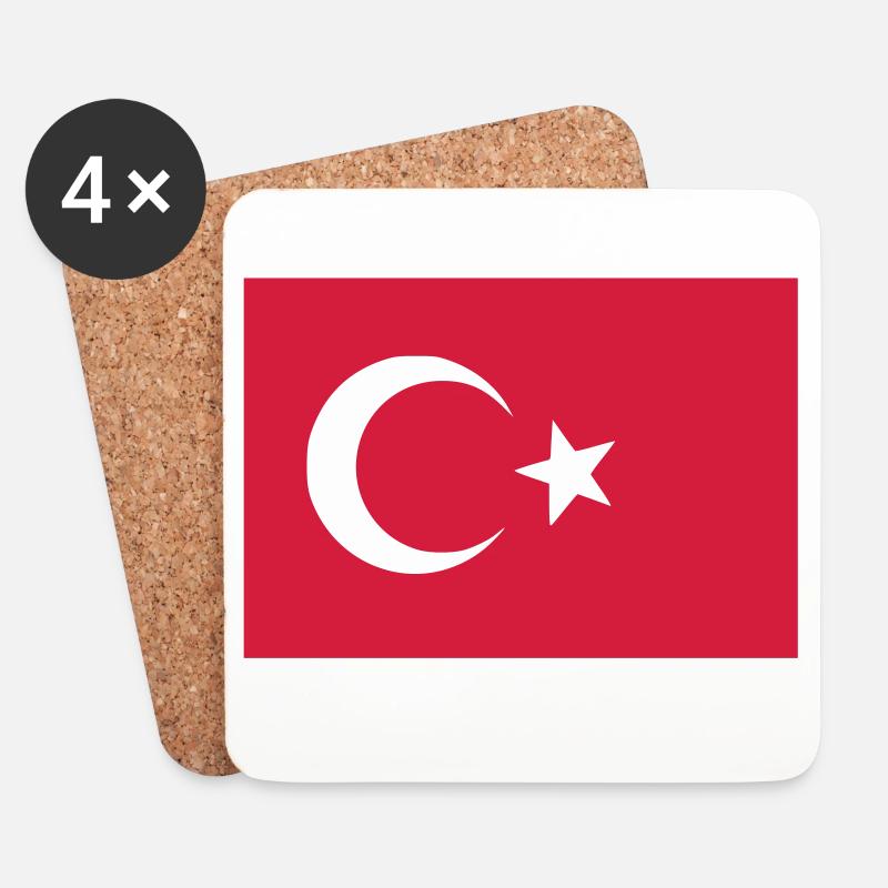 Türkei Flagge - Untersetzer (4er-Set) - Weiß