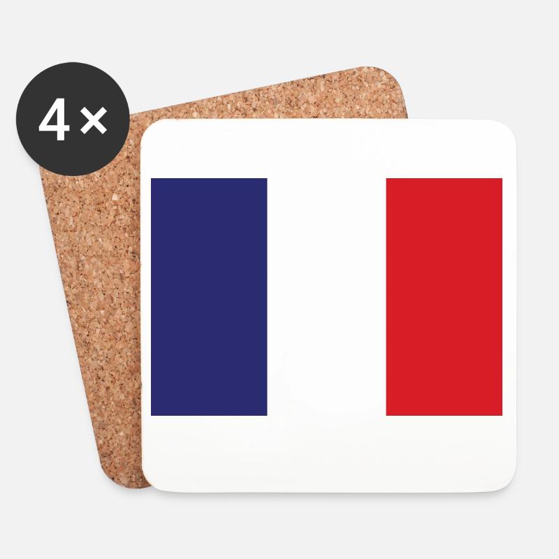 Frankreich Flagge - Untersetzer (4er-Set) - Weiß