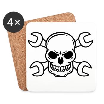 Mechanic Skull - Coasters (set of 4) - white - Front