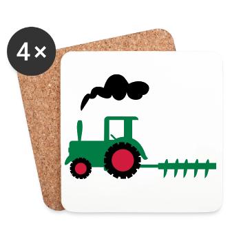 traktor trecker landwirtschaft - Untersetzer (4er-Set) - Weiß - Vorne
