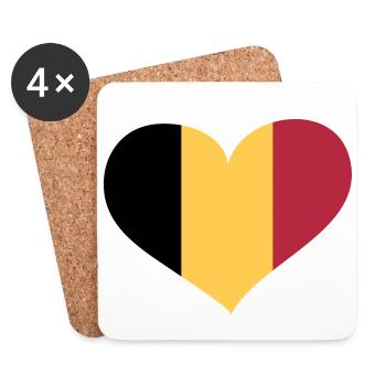 Belgien Herz; Heart Belgium - Dessous de verre (lot de 4) - blanc - Devant