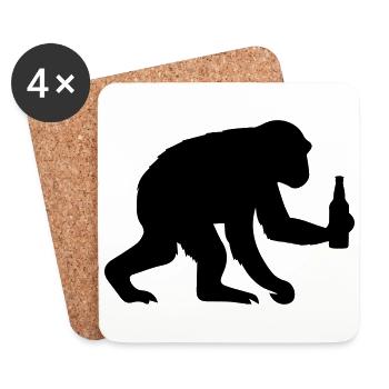 affe silhouette bier - Untersetzer (4er-Set) - Weiß - Vorne