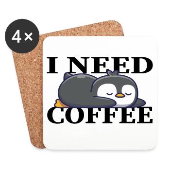 Lustige ich brauch Kaffee Lustige Geschenkidee - Untersetzer (4er-Set) - Weiß - Vorne