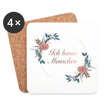 Ich hasse Menschen - Untersetzer (4er-Set) - Weiß - Vorne