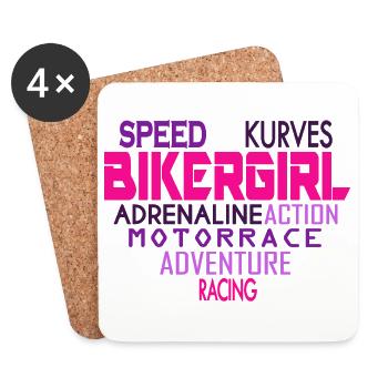 Bikergirl Herz Biker Girl Motorradfahrerin Bikerin - Untersetzer (4er-Set) - Weiß - Vorne