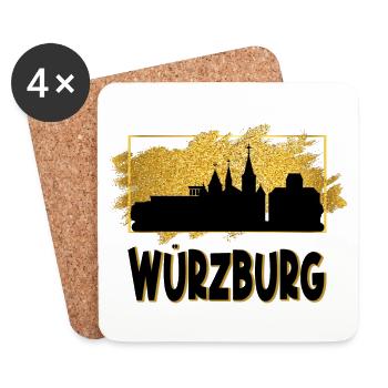 Würzburg Deutschland Stadt Skyline Liebe Gold - Untersetzer (4er-Set) - Weiß - Vorne