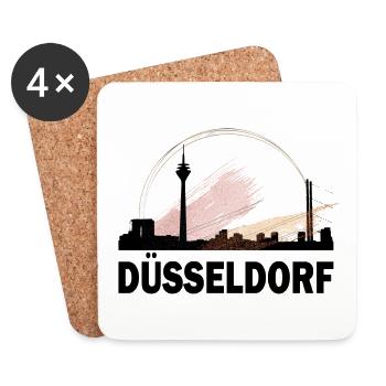 Dusseldorf Germany City Skyline Font Gold - Coasters (set of 4) - white - Front