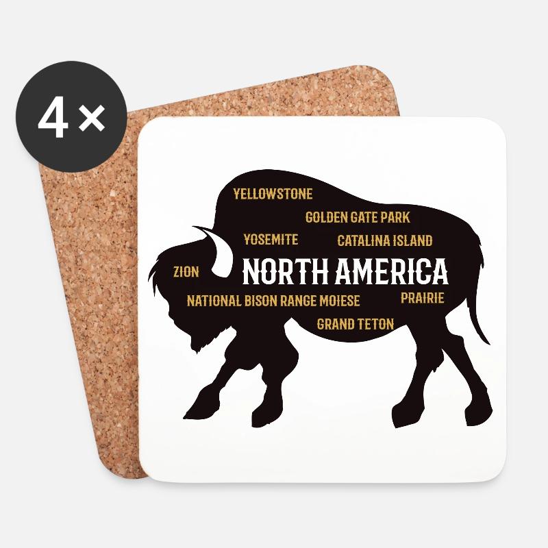 Bison, der nordamerikanischer Büffel - Untersetzer (4er-Set) - Weiß