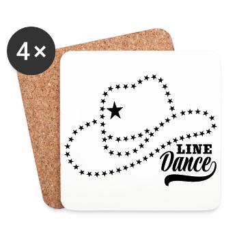 Linedance Linedancing Country Fan - Geschenk - Untersetzer (4er-Set) - Weiß - Vorne