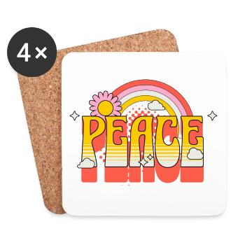 Peace Peace Colorful Rainbow Flower Against War - Coasters (set of 4) - white - Front