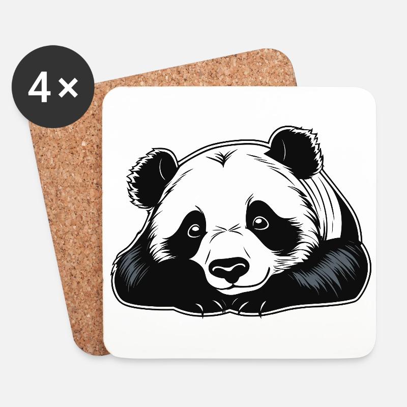 Panda Illustration - Untersetzer (4er-Set) - Weiß