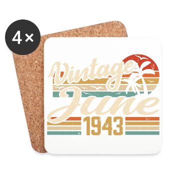 June 1943 Birthday 1943 Retro 1943 June 1943 - Coasters (set of 4) - white - Front