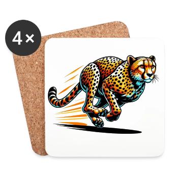 Guépard - Dessous de verre (lot de 4) - blanc - Devant