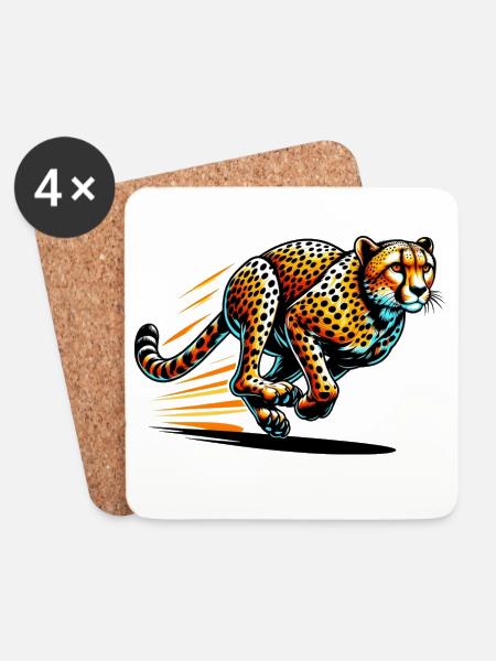 Gepard - Untersetzer (4er-Set) - Weiß