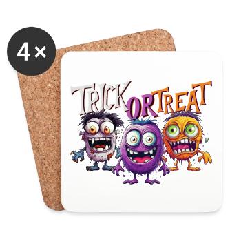 Halloween Monstre Trick Or Treat Mignon Creepy - Dessous de verre (lot de 4) - blanc - Devant