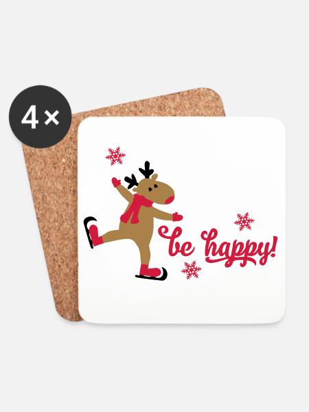 Lustige Weihnachten - Untersetzer (4er-Set) - Weiß