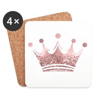 Queen/King Crown Glitter Personalizable - Coasters (set of 4) - white - Front