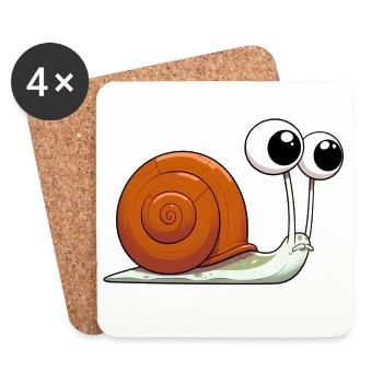 Schnecke - Untersetzer (4er-Set) - Weiß - Vorne