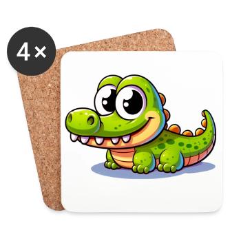 Alligator Crocodile - Coasters (set of 4) - white - Front