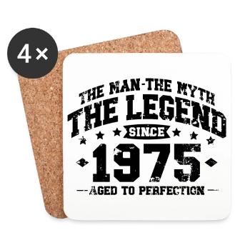 1975 Vintage Born Man Myth Legend - Coasters (set of 4) - white - Front