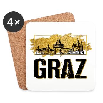 Graz Austria Skyline City Gold Home Love - Coasters (set of 4) - white - Front