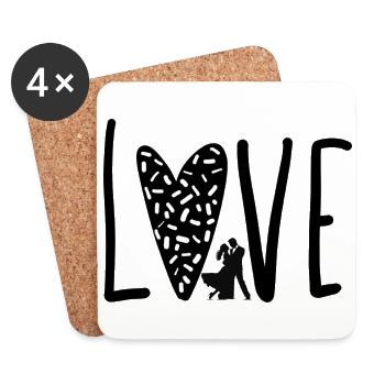 Design romantique. Amour – Couple dansant - Dessous de verre (lot de 4) - blanc - Devant