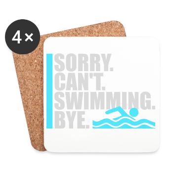Sorry Can't Swimming Bye Schwimmer Ausrede Humor - Untersetzer (4er-Set) - Weiß - Vorne