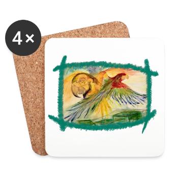 Aras au-dessus de la forêt tropicale - Dessous de verre (lot de 4) - blanc - Devant
