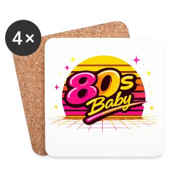Disco rétro des années 80 - Dessous de verre (lot de 4) - blanc - Devant