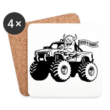 monster truck monstre - Dessous de verre (lot de 4) - blanc - Devant