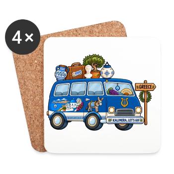 Griechenland Camper Wohnmobil - Untersetzer (4er-Set) - Weiß - Vorne