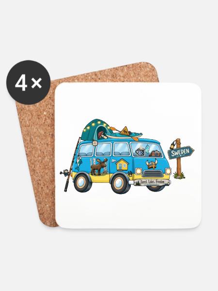 Schweden Camper Wohnmobil - Untersetzer (4er-Set) - Weiß