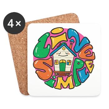 Lebe ein einfaches Tiny House - Untersetzer (4er-Set) - Weiß - Vorne