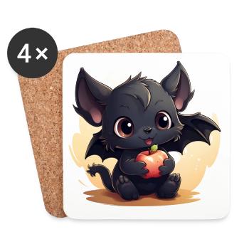 Cute Fruit Bat - Coasters (set of 4) - white - Front
