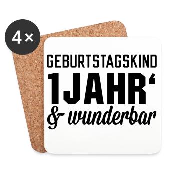 Geburtstagskind 1 wunderbar - Untersetzer (4er-Set) - Weiß - Vorne