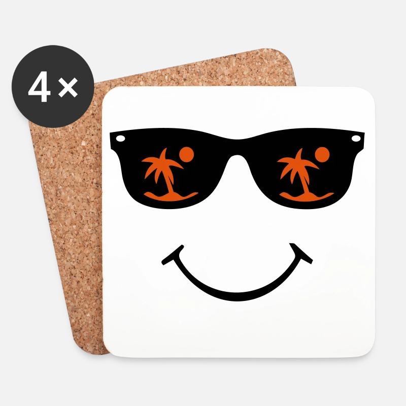 Sonnenbrille Smiley - Untersetzer (4er-Set) - Weiß