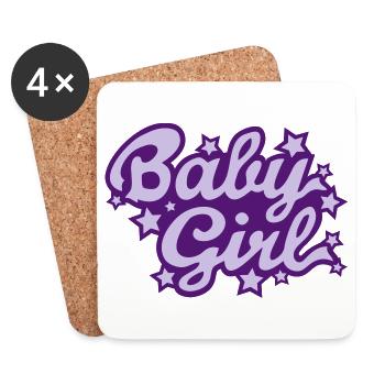 Baby Girl Lettering 01 - Coasters (set of 4) - white - Front
