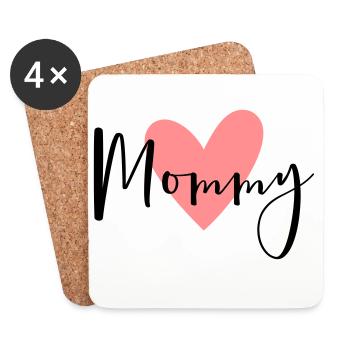 Cadeau d'amour coeur maman - Dessous de verre (lot de 4) - blanc - Devant