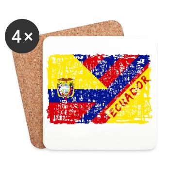 Ecuador Flaggen Design / Geschenk Südamerika - Untersetzer (4er-Set) - Weiß - Vorne