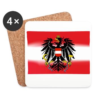 Österreich Fahne mit Adler - Untersetzer (4er-Set) - Weiß - Vorne