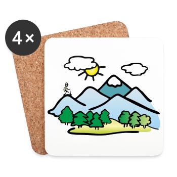 Nature Drawing, Hiking - Coasters (set of 4) - white - Front