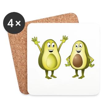 Cheerful illustration of two avocados - Coasters (set of 4) - white - Front