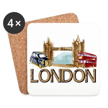 London England Tower Bridge Taxi Bus - Untersetzer (4er-Set) - Weiß - Vorne