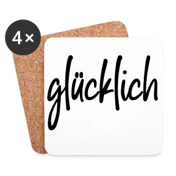 glücklich - Untersetzer (4er-Set) - Weiß - Vorne