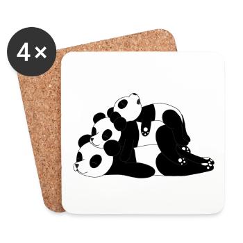 Pandabären Trio schlafend - Untersetzer (4er-Set) - Weiß - Vorne